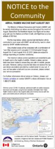Attention Community Members! Aerial Rabies Vaccine Bait August 2021