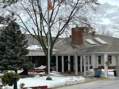 Front entrance to Iroquois Lodge located at 1755 Chiefswood Rd.