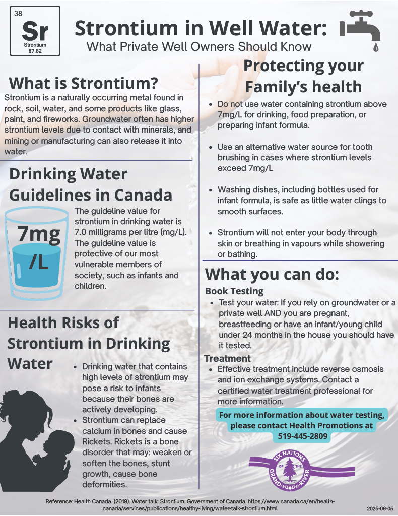 COMMUNITY NOTICE: EXPANDED WATER TESTING
Strontium can replace calcium in developing bones and may lead to rickets, a bone disorder that can weaken or soften bones, stunt growth, and cause bone deformities (e.g., bowed legs).